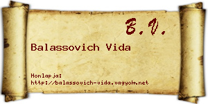 Balassovich Vida névjegykártya